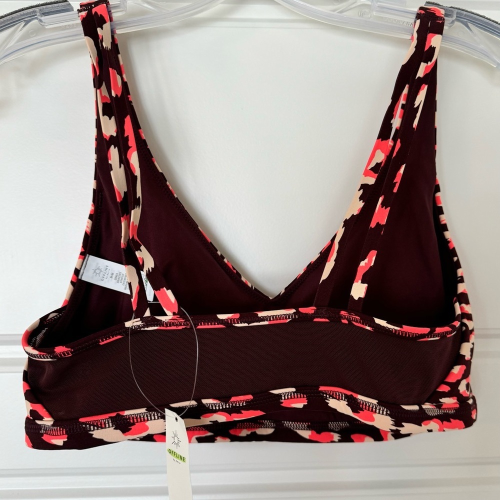 NWT Womens OFFLINE by Aerie Goals Plunge Maplewood Leopard Padded Sports Bra Med - Picture 6 of 7